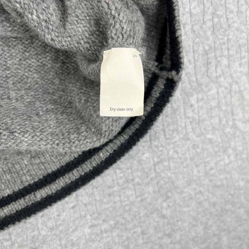 Vintage J. Crew Sweater Mens XL Gray Black 100% Wool Quarter Zip Raglan Pullover